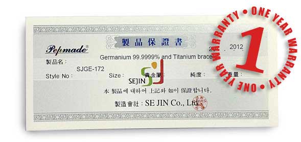 Certificate of Korea made Germanium Titanium Bracelet and Silver Germanium Necklace